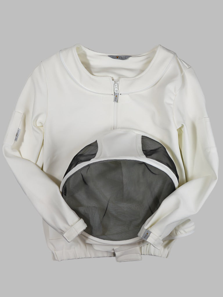 Ivory colored beekeeping jacket without hood.