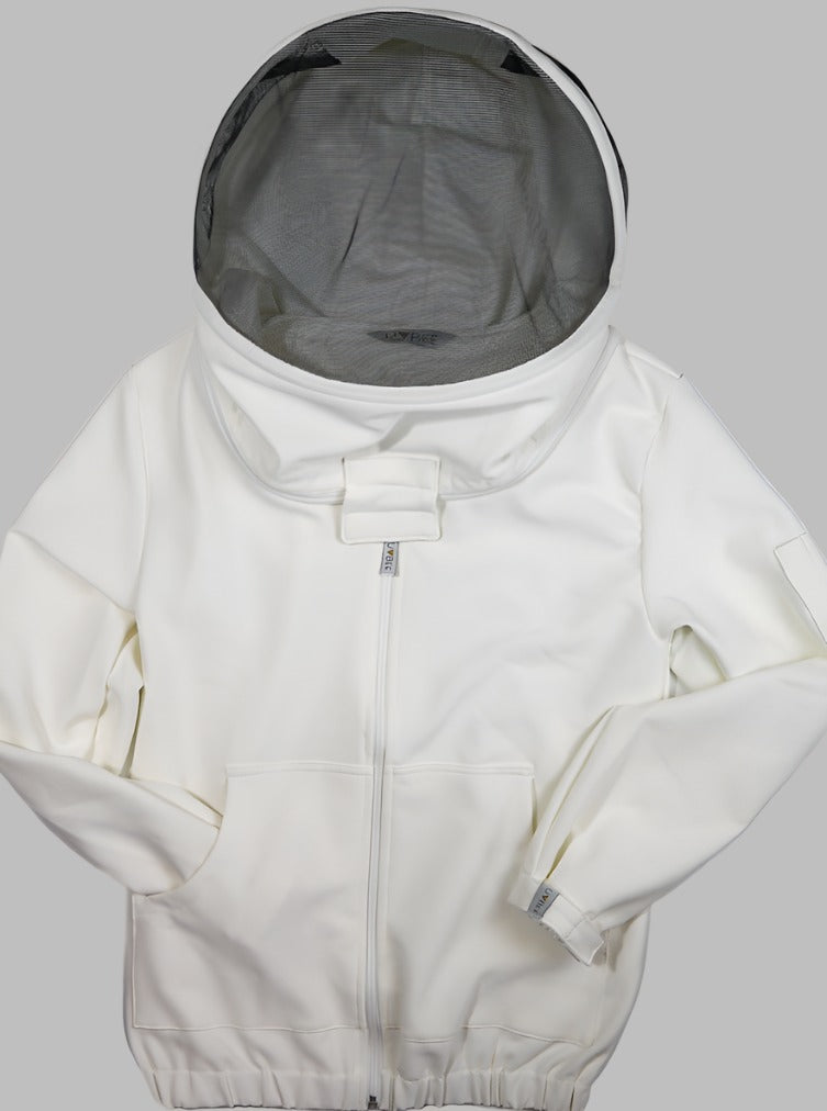 Ivory colored beekeeping jacket without hood.